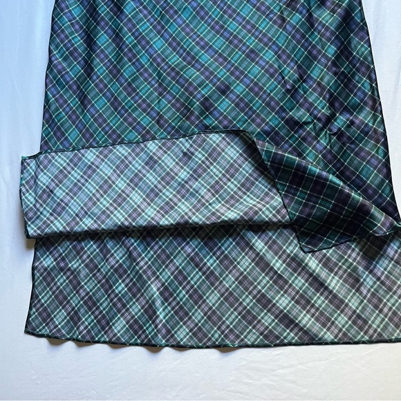 CAMI NYC green plaid silk sleeveless midi slip dress - Picture 2 of 5